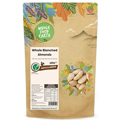 Image of Wholefood Earth Whole Blanched Almonds 250 g GMO Free High Fibre Source of Protein