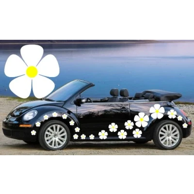 Image of 32 WHITE PANSY FLOWER CAR DECALS,STICKERS,CAR GRAPHICS,DAISY STICKERS