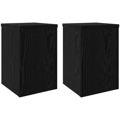 Image of vidaXL Plant Stands 2 pcs Black Oak 20x20x30 cm Engineered Wood