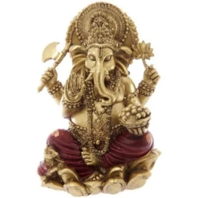 Image of Puckator Gold and Red Ganesh Statue 16cm Ganesha Idol Statues For Home Decor Ganapati Ganpati Indian Decoration Decorations Hindu Gift Gifts Items Women