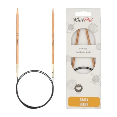 Image of KnitPro Basix Birch Fixed Circular Knitting Needles, 150cm, Birchwood, Natural, 3.75mm