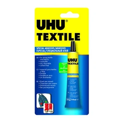 Image of UHU textile solvent free fabric glue 19ml