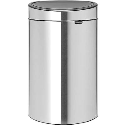 Image of Brabantia Touch Bin New Recycle 10L / 23L Inner Buckets (Matt Steel) Flat Backed Waste/Recycling Kitchen with Removable Sorting Compartments