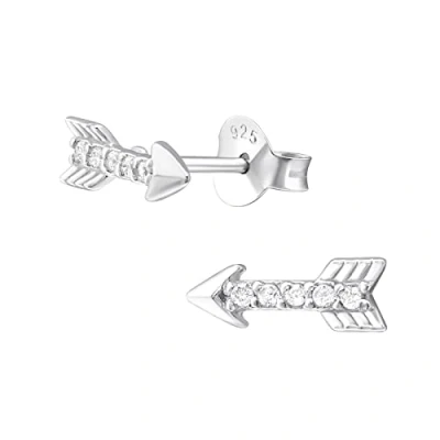 Image of The Rose &amp; Silver Company Women Girls 925 Sterling Cubic Zirconia Arrow Stud Earrings