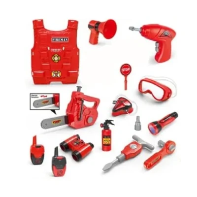 Image of YSAMAX 20 PCS F i r e Fighting Toys Set with Helmet, Tools, And Accessories for Kids, Pretend Play Adventures, Promoting Cooperation Social Interaction