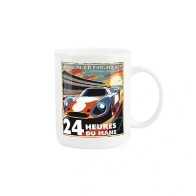 Image of Purely Home Le Mans Mug Grand Prix Retro Poster Style Race Car Gift/Present Cup Tea/Coffee White Bone China