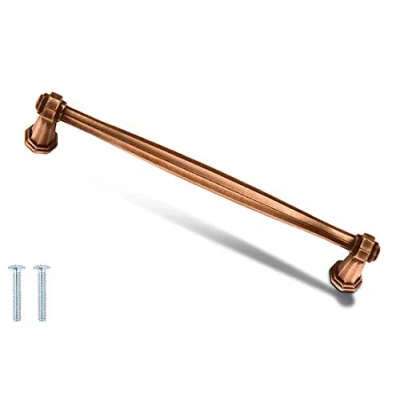 Image of Decoranddecor Antique Brass Copper Silver Matt Black Pewter Door Pull Handle Kitchen Cupboard Cabinet Drawer (128mm Hole Center, Copper)