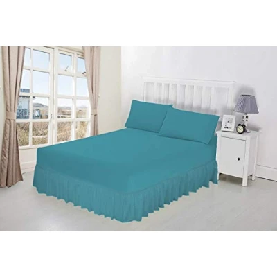 Image of Luxury Percale Frilled Valance Fitted Sheets 14 Colours in, Single, Double, King, Super King (Super Teal)