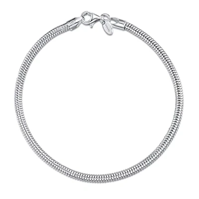 Image of Amberta Women 925 Sterling Silver Snake Charm Bracelet: 20 cm 8 inch