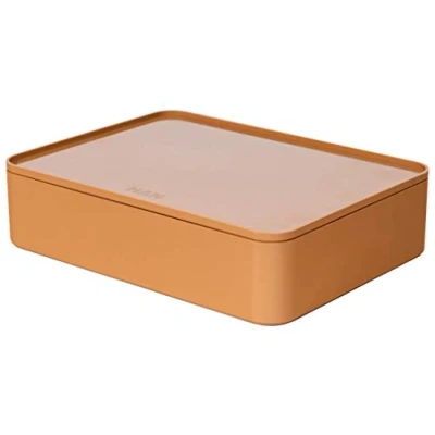Image of Han 1110 83 ALLISON SMART ORGANIZER, functional, stackable utensil box with interior tray and lid, Caramel Brown