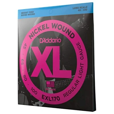 Image of D&#039;Addario Bass Guitar Strings XL Nickel EXL170 Perfect Intonation, Consistent Feel, Powerful Durability For 4 String Guitars 45 100 Regular Light, Long Scale