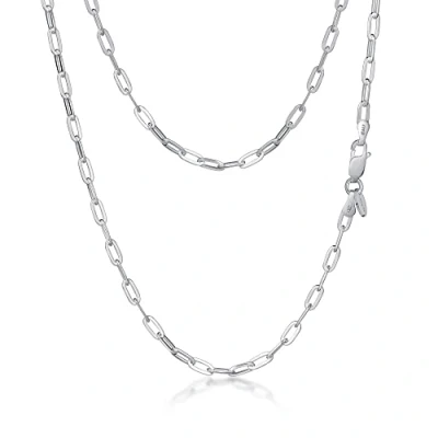 Image of Amberta Women&#039;s 925 Sterling Silver Paperclip Chain: 3 mm 40 cm/16 inch