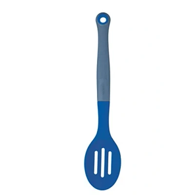 Image of Colourworks Slotted Spoon, Silicone, Blueberry, 27 cm
