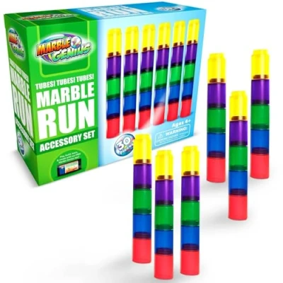 Image of Marble Genius Tubes Run Accessory Add On Set (30 Pieces), STEM Building &amp; Learning Educational Construction for Ages 4 and Above, Maze Game, With Instruction App Access, Original