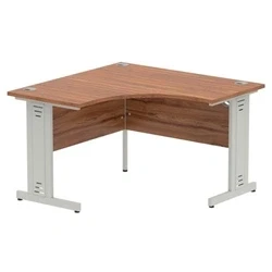 Image of Impulse 1200mm Corner Desk Walnut Top Silver Cable Managed Leg