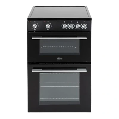 Image of Willow WT60CCB 68L Freestanding Electric Cooker, Twin Cavity Cooker with Ceramic Hob and 31l Grill Cavity, 2 Years Warranty Black