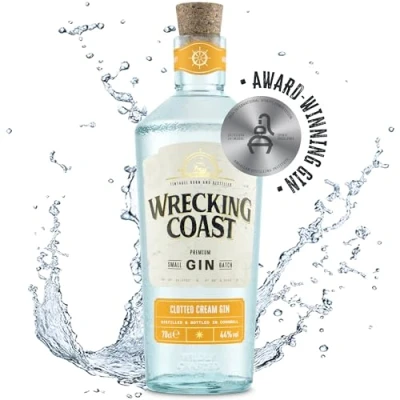 Image of Wrecking Coast Clotted Cream Gin Unique Cornish Craft with Smooth Creamy Finish, Distilled in North Cornwall, Perfect Gift 70cl, 44% ABV