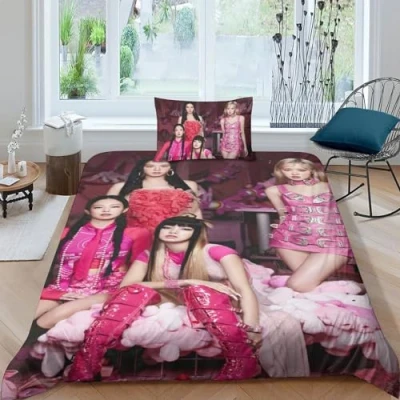 Image of EOASNRTCB Blackpink Duvet Cover with Pillowcases 3D Printed Bedding Set Zipper Closure Unique Design Anti allergic Quilt Single（135x200cm）