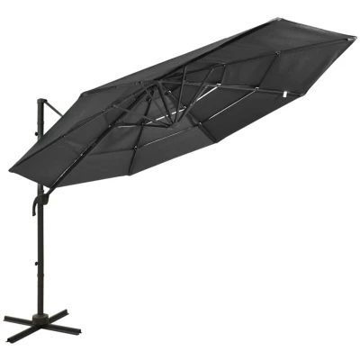 Image of vidaXL 4 Tier Garden Parasol with Aluminium Pole Anthracite 3x3 m