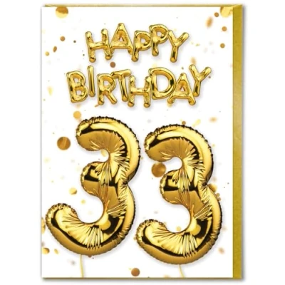 Image of Brainbox Candy 33rd Birthday Card Age 33 Beautiful White Gold Foil Effect Cards For Him Her Men Women Friends