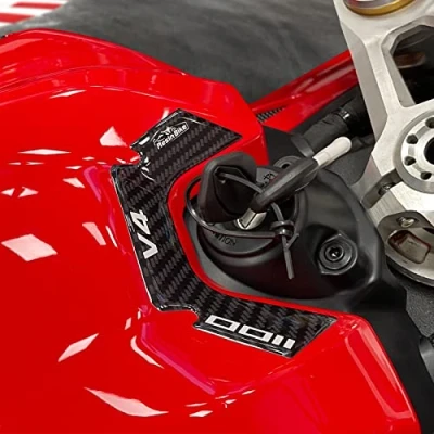 Image of Resin Bike Motorcycle 3D Stickers Compatible with Ducati Panigale V4 and V4S 2022. Ignition Key Zone Protection from Bumps Scratches. Gadget Moto