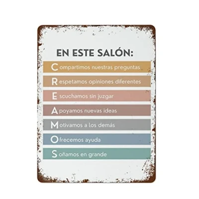 Image of Spanish Classroom Poster Art Decor Boho Class Rainbow Retro Metal Tin Sign For Home Coffee Wall 8x12inch