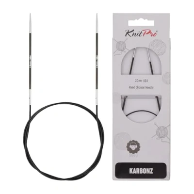 Image of KnitPro 100 cm x 2 mm Karbonz Fixed Circular Needles, Black and Silver