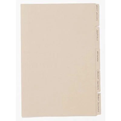 Image of Exacompta Ref FT170 BUFZ Guildhall Tabbed Folders, 345x240mm, 170gsm Lightweight Premium Manilla, A4 &amp; Foolscap Documents, Tabs for Use With Suspension Folders Buff, Pack of 100