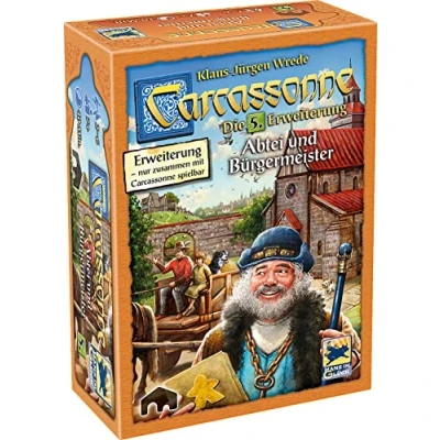 Image of Hans im Glück, Carcassonne Abbey and Mayor, 5th Expansion, Family Game, Board 2 6 Players, Ages 7+, 40+ Minutes, German