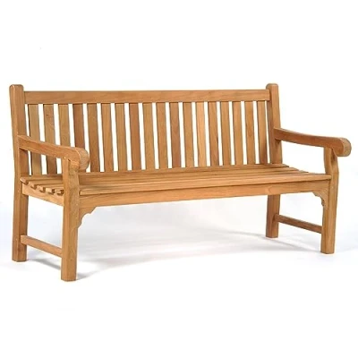 Image of BrackenStyle Queensbury Teak Garden Bench 4 Person Park Seat Incredibly Durable Manufactured From Grade A