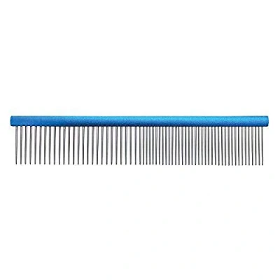 Image of GROOM PROFESSIONAL Spectrum Aluminium Dog Comb 50/50 Grooming for Fine Coats Perfect Small Breeds More Intricate Areas or Finer Light Blue, 19cm