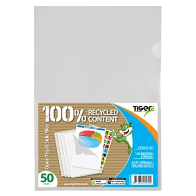 Image of 2 x 50 A4 Clear Plastic Open Top &amp; Side Report File Project Presentation Covers Cut Flush