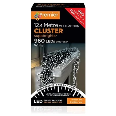 Image of Premier Decorations 960 LED Multi Action Cluster Brights, White