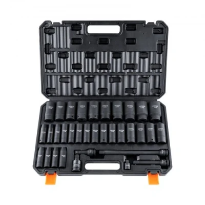 Image of VEVOR 1/2&quot; Drive Deep Impact Socket Set, 34pcs Set Metric （8 36mm） 6 Point Cr MO Alloy Steel for Auto Repair, Rugged Construction, Includes Heavy Duty Storage Case