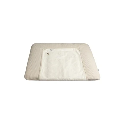 Image of Edda Lou waffle pique duck changing mat 90 x 80 cm with detachable terry towel topper, ecru