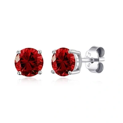Image of Philip Jones Sterling Silver January (Garnet) Birthstone Earrings Created with Zircondia® Crystals