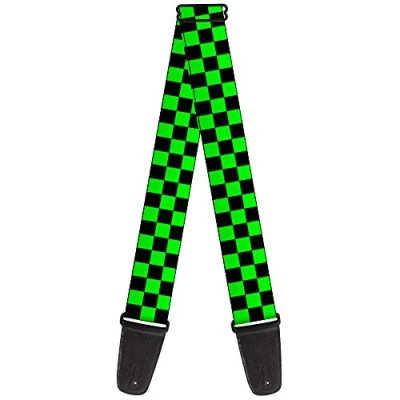 Image of Buckle Down GS W30305 &quot;Checker Black/Neon Green&quot; Guitar Strap