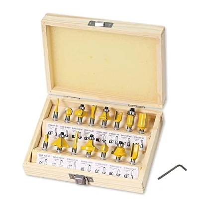 Image of Flytuo 15 Pieces Router Bits Set 1/4 Inch Shank, Tungsten Carbide Bits, Woodworking Milling Cutter Tool Kit for Home Improvement and DIY