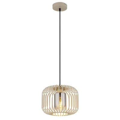 Image of Alfred Wire Frame Pendant Ceiling Light Sand Colored Matt 1x E27