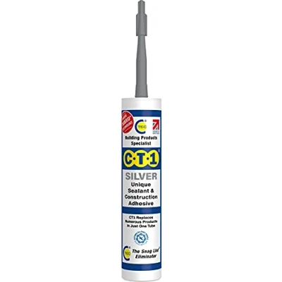 Image of CT1 Silver TRIBRID Multi Purpose Sealant &amp; Adhesive Bathroom, Shower Window Odourless Anti Mould Waterproofing Vibration Resistant Flexible 290ml