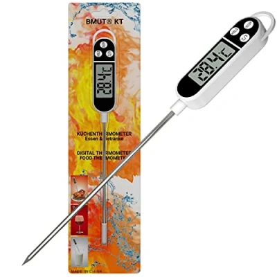 Image of BMUT Digital Roasting Thermometer, KT 300 ( 50 C to +300 C), Stainless Steel Probe, LED Display, 15 cm Immersion Depth, for Cooking, BBQ, Meat, Tea, Water