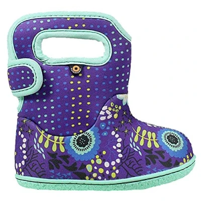 Image of BOGS Girls Baby Reef Violet Multi Insulated Washable Warm Wellies Boots 722971 UK 7 (EU 24)
