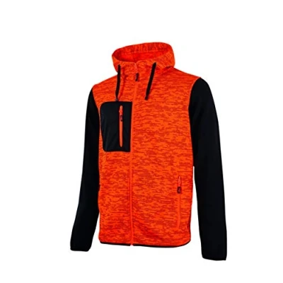 Image of U Power Rainbow, Full Zip Sweatshirt, with Large Pockets, Soft Fleece, Cotton Stretch Fabric, High Collar, Adjustable Hood, Comfortable Winterwear (ORANGE FLUO L)