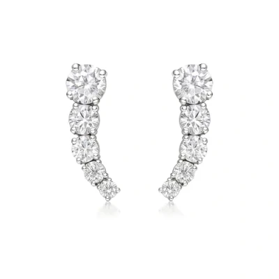 Image of Carissima Gold Women&#039;s 9 ct White Cubic Zirconia 4.5 x 14.2 mm Five Stone Graduated Drop Earrings