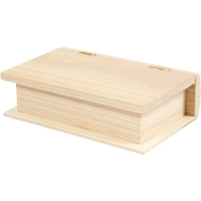 Image of Create Crafts 54439 Pine Wood Hollow Book Box, 10.8cm x 6.4cm 3cm, Pack of 10