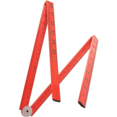 Image of 1 Metre (100cm) Long FOLDING CARPENTER&#039;S Plastic RULER with Metric and Imperial Markings Measuring Tool Large Rule/Tape