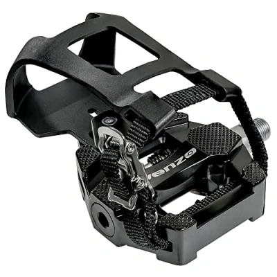 Image of Venzo Fitness Exercise Indoor Bike Compatible with Shimano SPD Pedals Adjustable Toe Clips &amp; Cleats No Noise New Model Stronger Axle