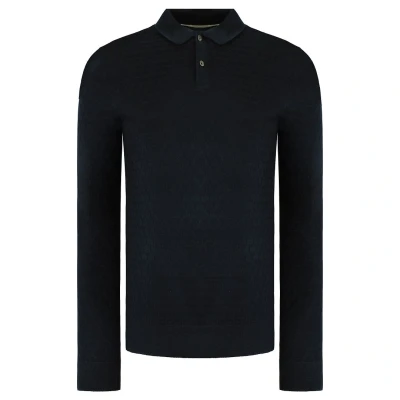 Image of Ted Baker Morar Mens Navy Knitted Polo Shirt Size X Large