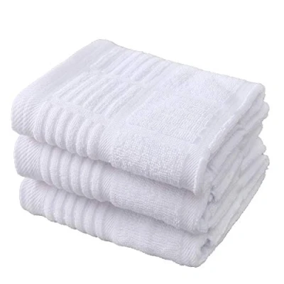 Image of anyi Kitchen Dish Towels Heavy Duty Absorbent Cloths with Hanging Loop 100% Cotton Tea Bar (16x26, Set of 3, White)