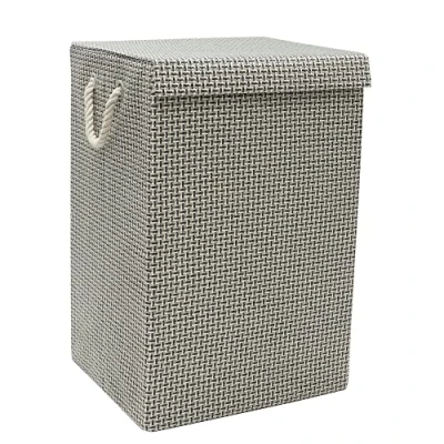 Image of JVL Silva Fabric Foldable Laundry Hamper with Lid and Handles, Grey